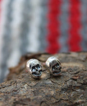 Load image into Gallery viewer, "Tiny Sterling Skull Studs"