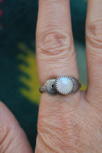 Load image into Gallery viewer, Round Moonstone Stamped Ring