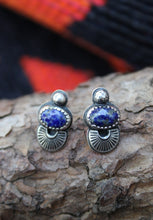 Load image into Gallery viewer, Stamped Lapis Studs