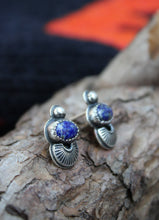 Load image into Gallery viewer, Stamped Lapis Studs