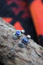 Load image into Gallery viewer, Stamped Lapis Studs