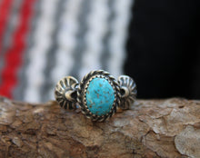 Load image into Gallery viewer, Kingman Turquoise Stamped Ring