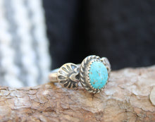 Load image into Gallery viewer, Kingman Turquoise Stamped Ring