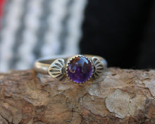Load image into Gallery viewer, Amethyst Stamped Ring