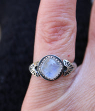 Load image into Gallery viewer, Moonstone Stamped Ring