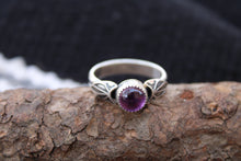 Load image into Gallery viewer, Double Banded Amethyst Stamped Ring