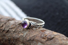 Load image into Gallery viewer, Double Banded Amethyst Stamped Ring