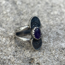 Load image into Gallery viewer, Amethyst Stamped Ring