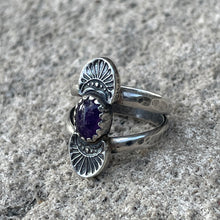 Load image into Gallery viewer, Amethyst Stamped Ring