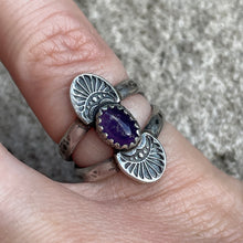Load image into Gallery viewer, Amethyst Stamped Ring