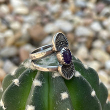 Load image into Gallery viewer, Amethyst Stamped Ring