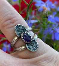Load image into Gallery viewer, Amethyst Stamped Ring