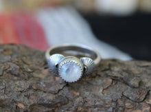 Load image into Gallery viewer, Round Moonstone Stamped Ring