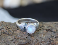Load image into Gallery viewer, Round Moonstone Stamped Ring