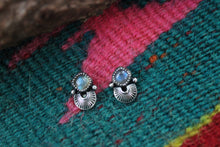 Load image into Gallery viewer, Stamped Labradorite Studs
