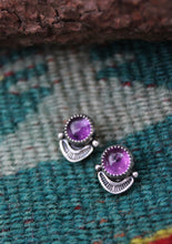 Load image into Gallery viewer, Amethyst Stamped Studs