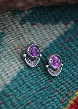 Load image into Gallery viewer, Amethyst Stamped Studs