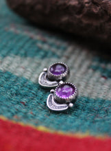 Load image into Gallery viewer, Amethyst Stamped Studs