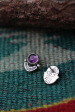 Load image into Gallery viewer, Amethyst Stamped Studs