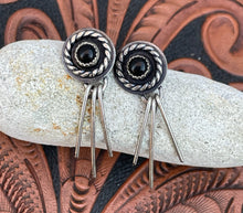 Load image into Gallery viewer, Roped Onyx Studs with Fringe