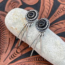 Load image into Gallery viewer, Roped Onyx Studs with Fringe