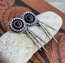 Load image into Gallery viewer, Roped Onyx Studs with Fringe