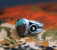 Load image into Gallery viewer, Turquoise Ring with Side Ball & Cups