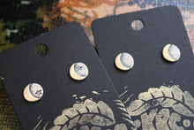 Load image into Gallery viewer, Mixed Metal Crescent Moon Studs