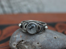 Load image into Gallery viewer, Rutilated Quartz Stamped Ring with Balls
