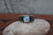 Load image into Gallery viewer, Square Moonstone Stamped Ring