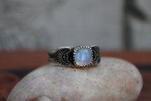 Load image into Gallery viewer, Square Moonstone Stamped Ring