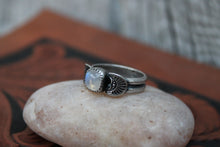 Load image into Gallery viewer, Square Moonstone Stamped Ring