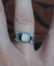 Load image into Gallery viewer, Square Moonstone Stamped Ring