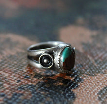 Load image into Gallery viewer, Turquoise Ring with Side Ball & Cups