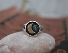 Load image into Gallery viewer, Mixed Metal Crescent Moon Ring