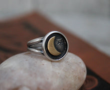 Load image into Gallery viewer, Mixed Metal Crescent Moon Ring