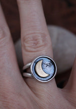 Load image into Gallery viewer, Mixed Metal Crescent Moon Ring