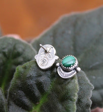 Load image into Gallery viewer, Malachite Stamped Studs
