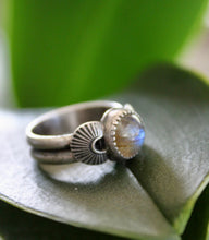 Load image into Gallery viewer, Labradorite Stamped Ring