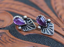 Load image into Gallery viewer, Stamped Amethyst Stud Earrings