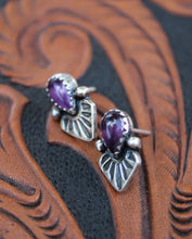 Load image into Gallery viewer, Stamped Amethyst Stud Earrings