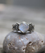 Load image into Gallery viewer, Double Banded Moonstone Stamped Ring