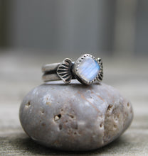 Load image into Gallery viewer, Double Banded Moonstone Stamped Ring