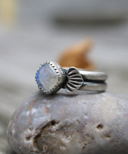 Load image into Gallery viewer, Double Banded Moonstone Stamped Ring