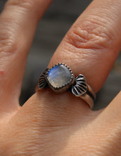 Load image into Gallery viewer, Double Banded Moonstone Stamped Ring