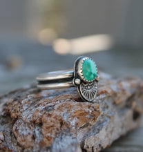 Load image into Gallery viewer, Double Banded Turquoise Stamped Ring