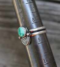 Load image into Gallery viewer, Double Banded Turquoise Stamped Ring