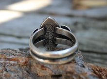 Load image into Gallery viewer, Beaded Amethyst Ring with Side Stamps