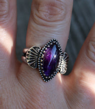 Load image into Gallery viewer, Beaded Amethyst Ring with Side Stamps