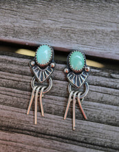 Load image into Gallery viewer, Stamped Turquoise Studs with Fringe
